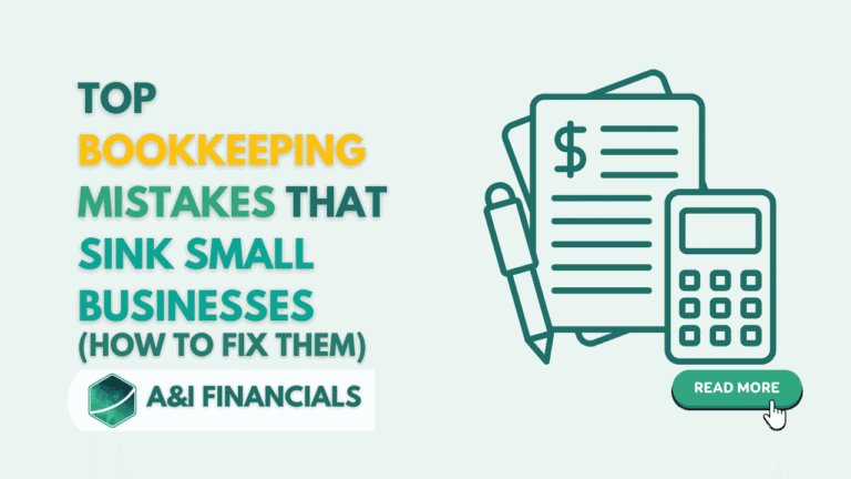 Infographic showing hidden costs of bad bookkeeping for small businesses including cash flow issues, missed deductions, and IRS penalties.